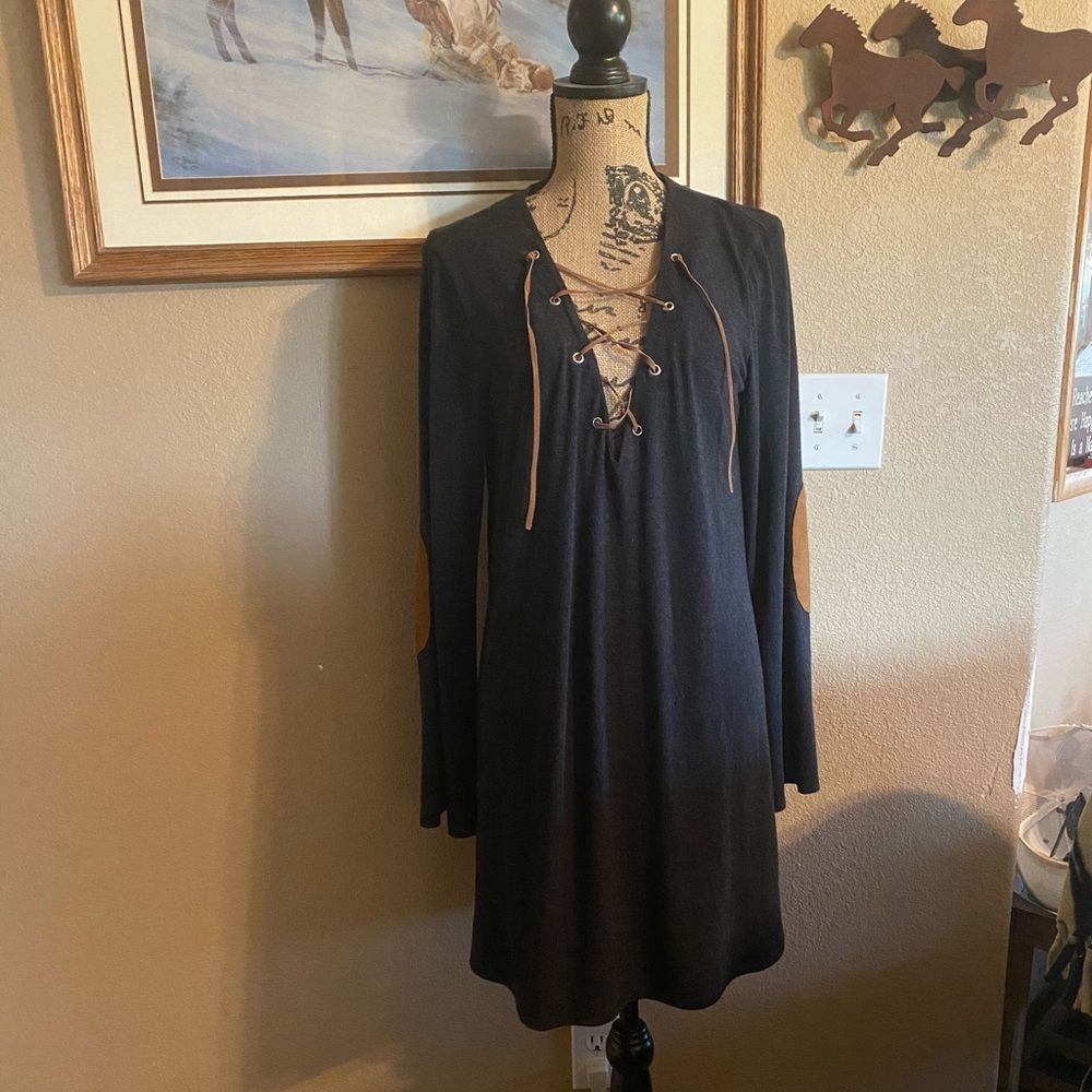 Tasha polizzi grey dress size medium